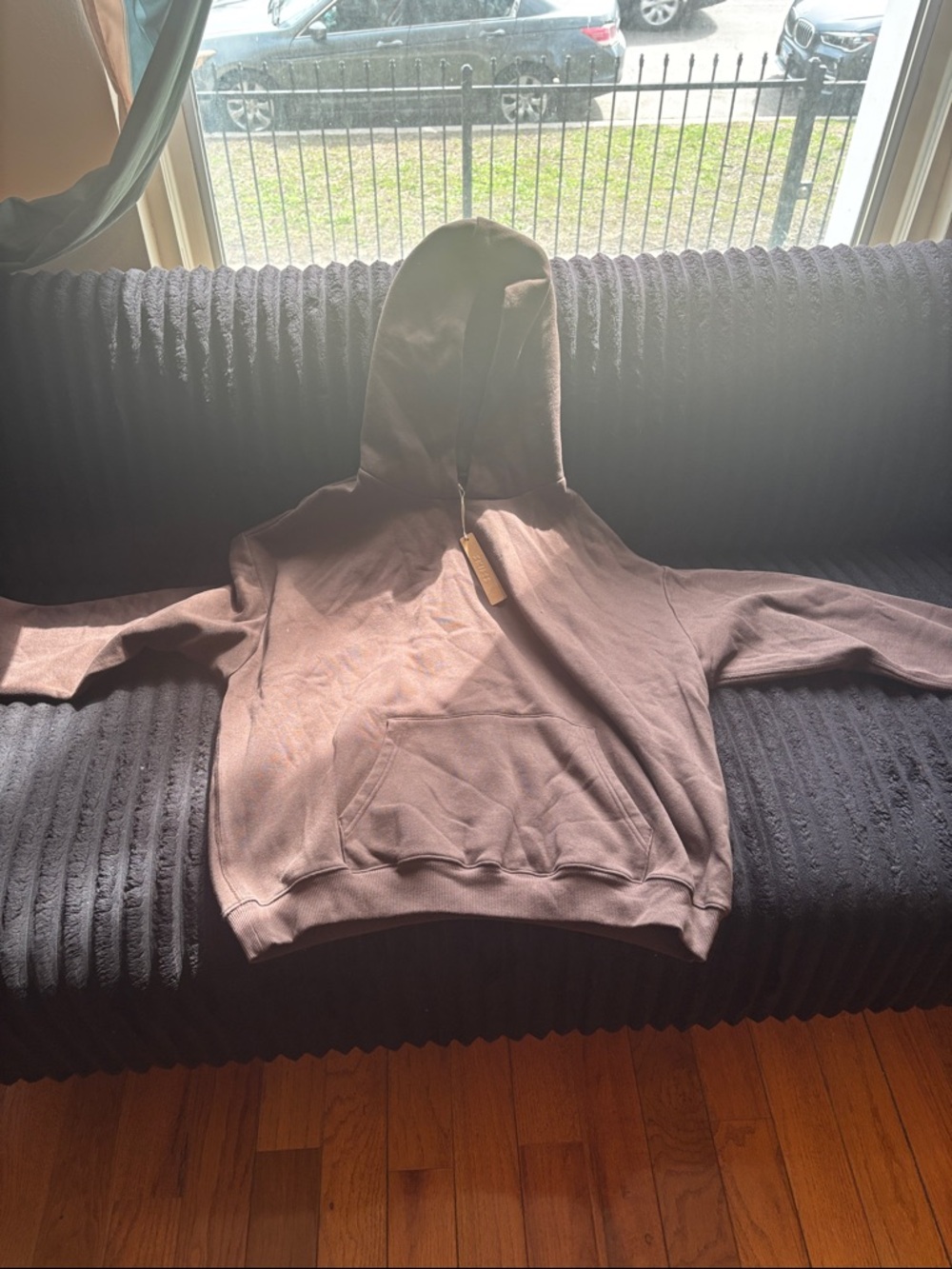 SKIMS Cotton Fleece Classic Pullover •NWT • Never Worn •Dark Sepia (Brown) • XL
